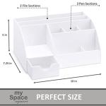 White 9-Compartment Desk Organizer and Pen Holder