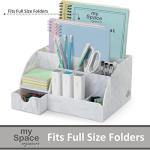 White Grey Marble Desk Organizer with 9 Sections