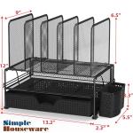 Black Mesh Desk Organizer with Sliding Drawer