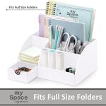 White 9-Compartment Desk Organizer and Pen Holder