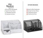 White Grey Marble Desk Organizer with 9 Sections