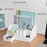 White 9-Compartment Desk Organizer and Pen Holder
