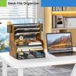 6-Tier Mesh Desk Organizer with Drawer and Pen Holders
