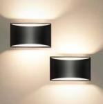 YANSUN Black Modern Wall Lantern Sconce - 2 Pack