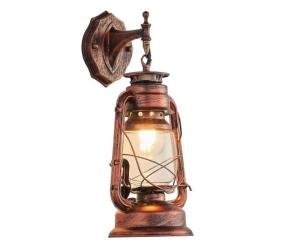 Rustic Wall Sconce Lantern with Glass Shade