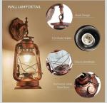 Rustic Wall Sconce Lantern with Glass Shade