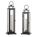 Black Decorative Lantern Set of 2 with LED
