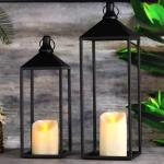 Set of 2 Black Vintage Farmhouse Lanterns