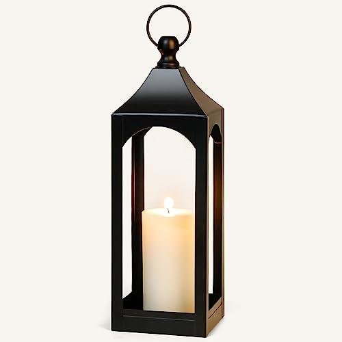 Black Metal Hanging Candle Lantern for Home Decor