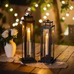 Black Decorative Lantern Set of 2 with LED