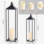 Set of 2 Black Metal Lanterns for Home Decor