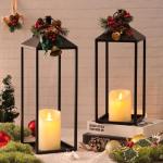 Set of 2 Black Vintage Farmhouse Lanterns
