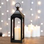 Black Metal Hanging Candle Lantern for Home Decor