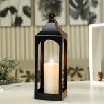 Black Metal Hanging Candle Lantern for Home Decor