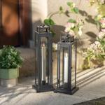Black Decorative Lantern Set of 2 with LED