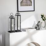 Black Decorative Lantern Set of 2 with LED