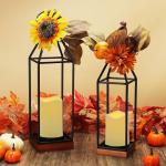 Set of 2 Metal Farmhouse Lanterns with Flameless Candles