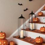 Set of 2 Black Metal Lanterns for Home Decor