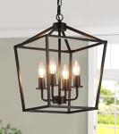Black Open Frame 4-Light Lantern Pendant