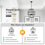 Black Farmhouse 4-Light Lantern Pendant Chandelier