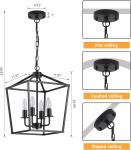 Black Open Frame 4-Light Lantern Pendant
