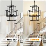Black Farmhouse 4-Light Lantern Pendant Chandelier