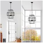 Black Farmhouse 4-Light Lantern Pendant Chandelier