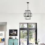 Black Farmhouse 4-Light Lantern Pendant Chandelier