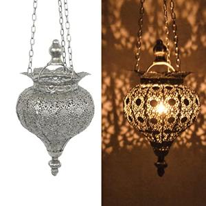 Antique Silver Moroccan Lantern Hanging Pendant Light