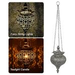 Antique Silver Moroccan Lantern Hanging Pendant Light