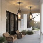 15" Modern Black and Gold Indoor Pendant Lantern