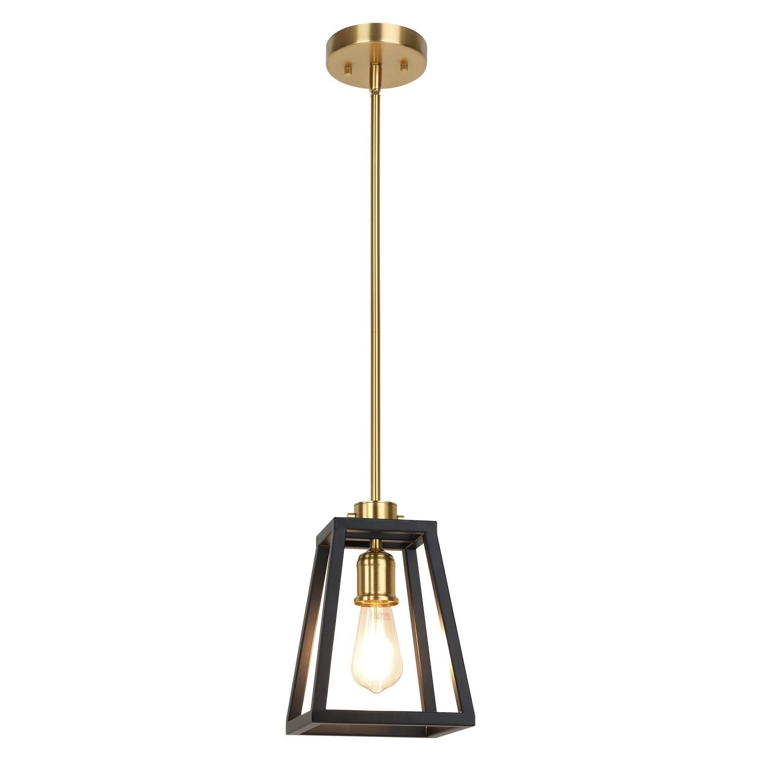 Black and Brass Adjustable Hanging Lantern Light
