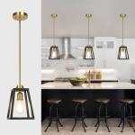 Black and Brass Adjustable Hanging Lantern Light