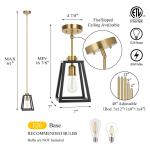 Black and Brass Adjustable Hanging Lantern Light