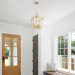 Modern 4-Light Brushed Gold Lantern Chandelier
