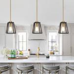 Black and Brass Adjustable Hanging Lantern Light