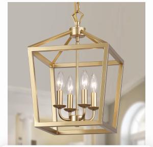 Gold 4-Light Lantern Chandelier Pendant Fixture