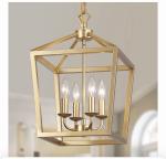 Gold 4-Light Lantern Chandelier Pendant Fixture