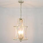 Distressed White 4-Light French Country Lantern