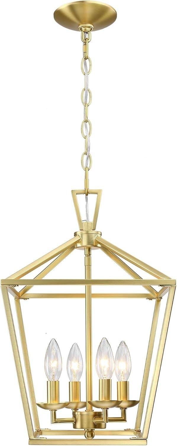 Gold 4-Light Lantern Chandelier for Modern Interiors