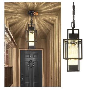 15" Modern Black Hanging Indoor/Outdoor Lantern
