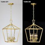 Gold 4-Light Lantern Chandelier for Modern Interiors