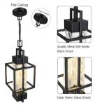 15" Modern Black Hanging Indoor/Outdoor Lantern