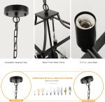 Black Adjustable 3-Light Farmhouse Lantern Pendant