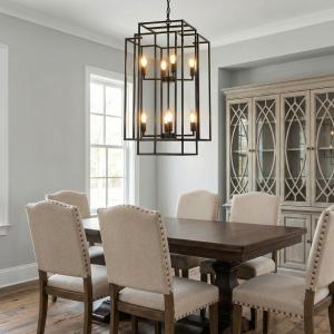 31'' Pendant 8 Light Farmhouse Lantern Chandelier