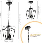 Black Adjustable 3-Light Farmhouse Lantern Pendant