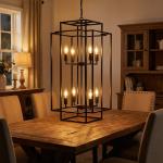 31'' Pendant 8 Light Farmhouse Lantern Chandelier