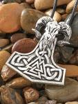 Viking Mjolnir Necklace with Goat Head Pendant