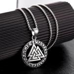 Viking Valknut Turtledove Necklace with Rune Pendant
