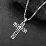 Celtic Cross Necklace with Valknut and Runes